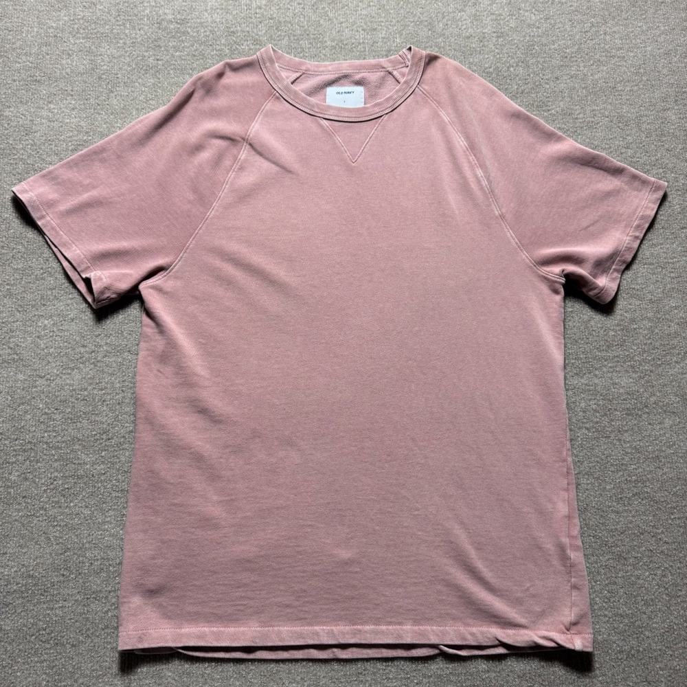 Old Navy Mens Large Mauve Pink Short Sleeve Sweatshirt Raglan French Terry